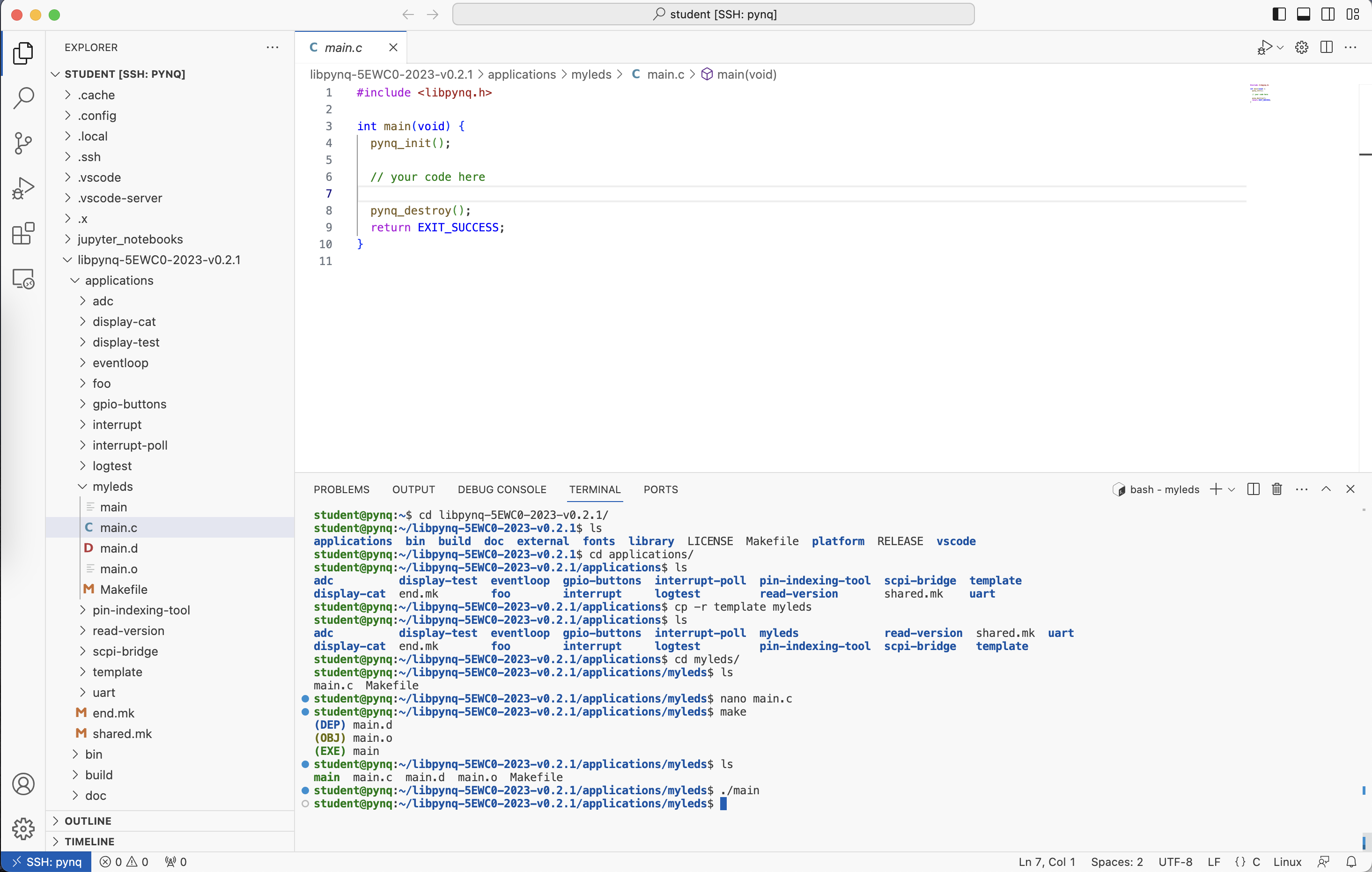 Creating the myleds directory