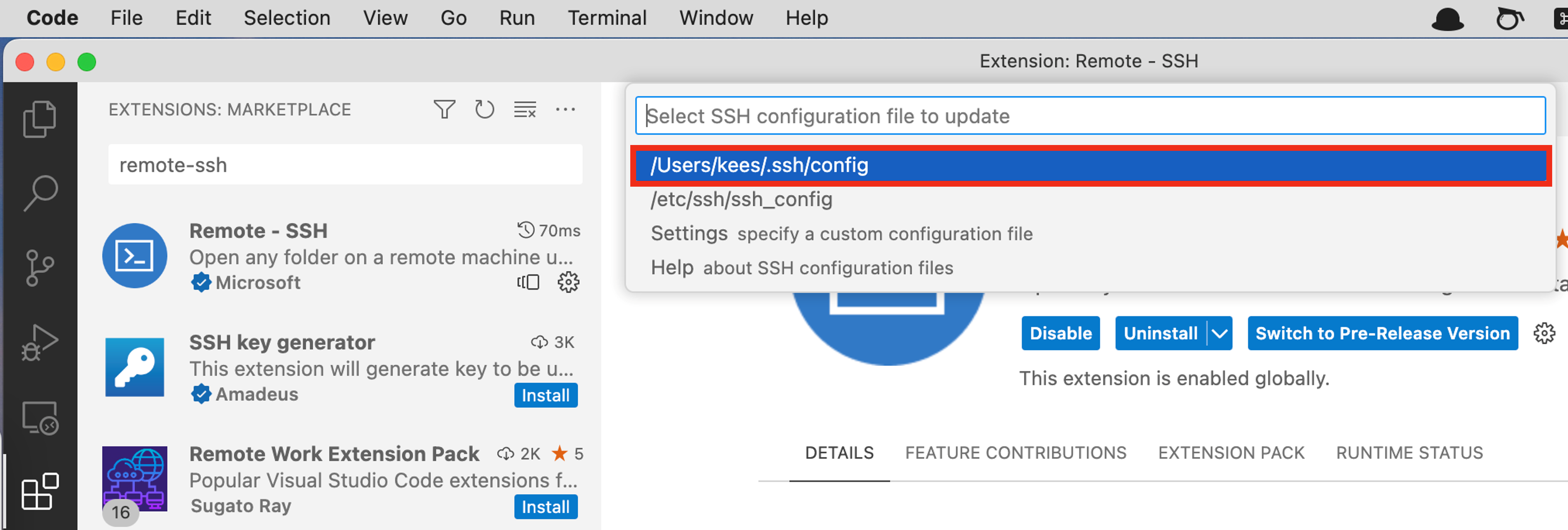 ssh config