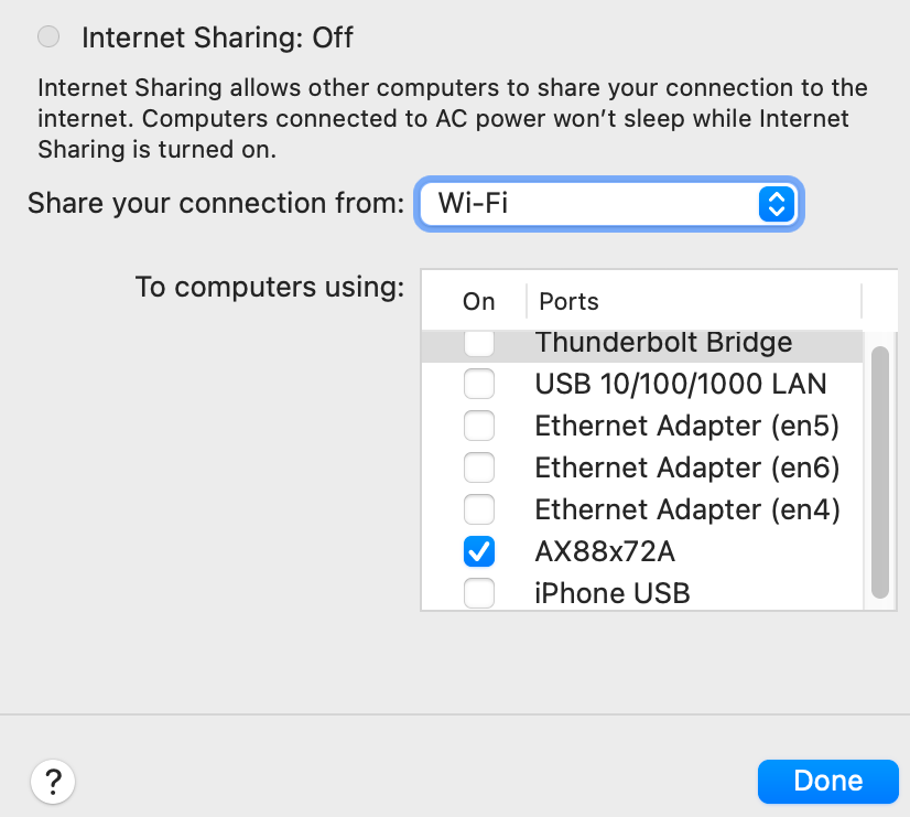 Internet Sharing