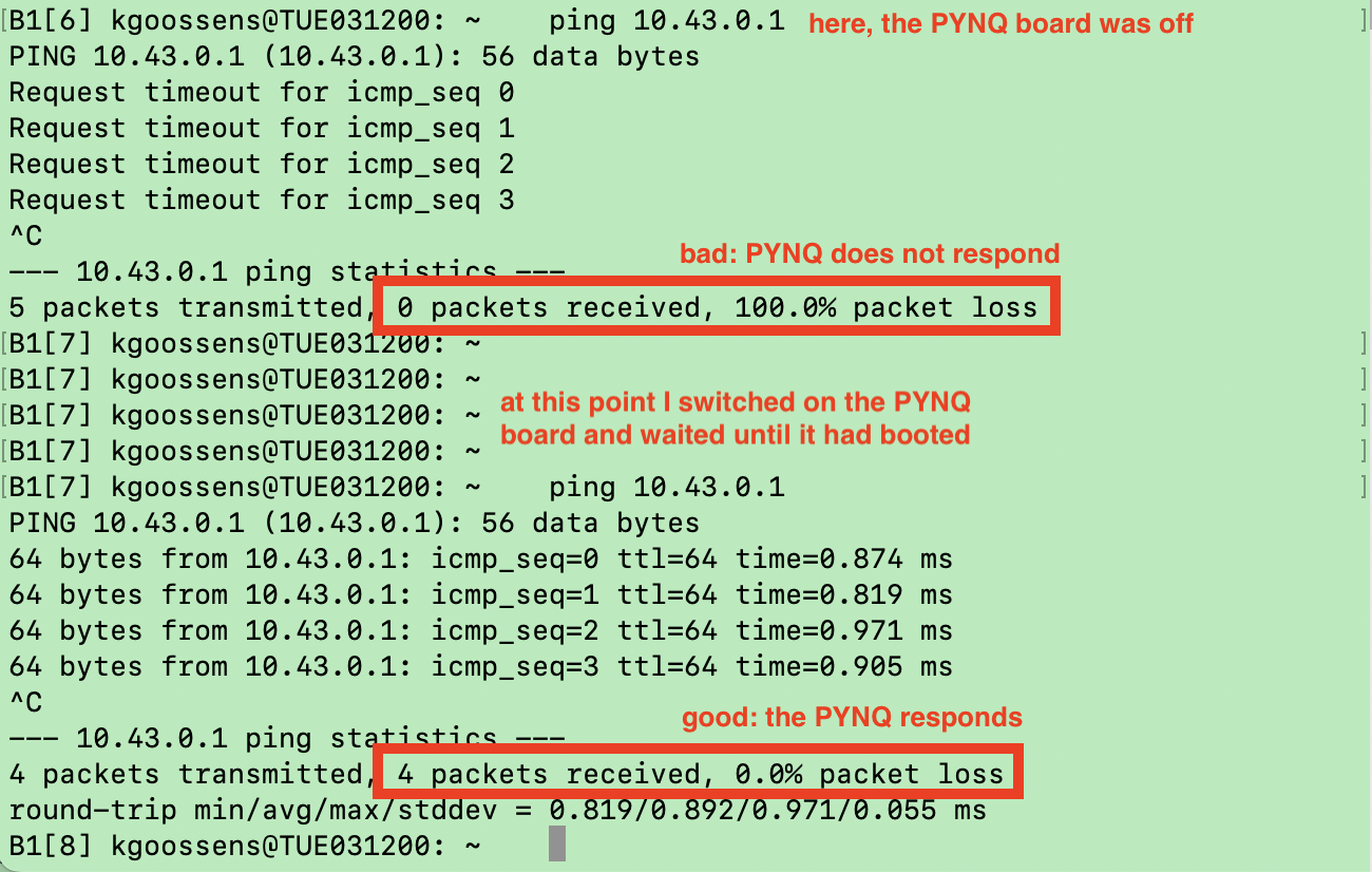 Output of the ping command