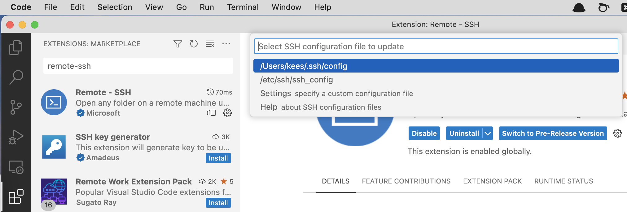 ssh config